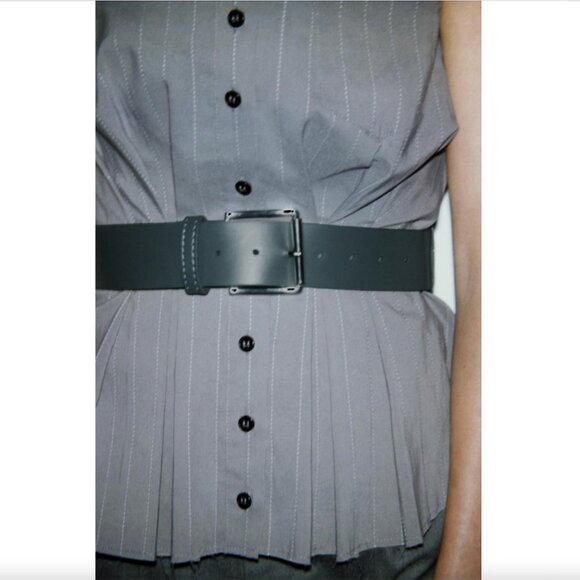 BLOGGER'S FAVE! Zara Belted Strapless Top Gray NWT - Picture 12 of 15